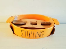 RAE DUNN Orange Oval Baking Serving STUFFING Dish Bowl W/Spoon NEW