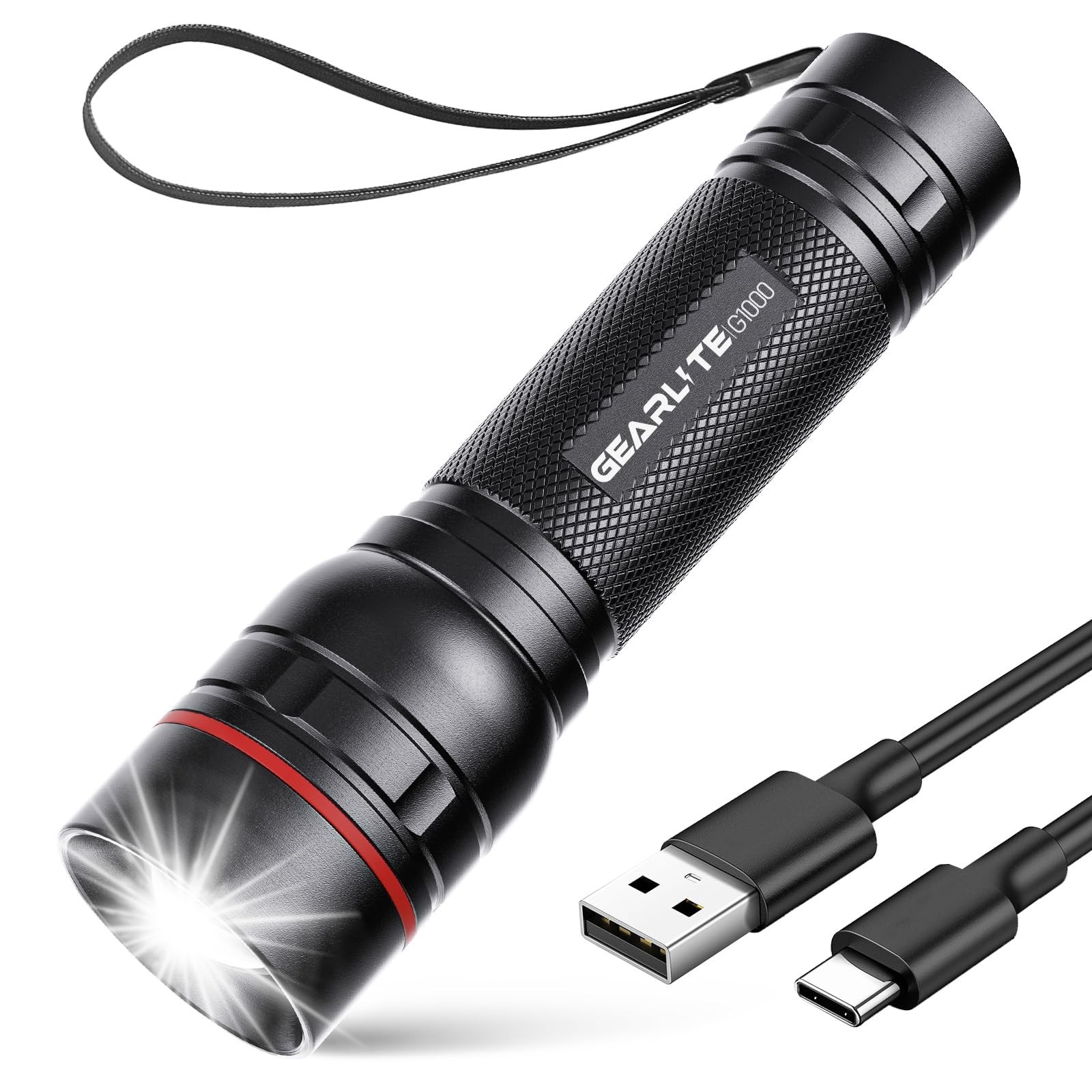 GEARLITE Rechargeable LED Torch 2000LM Torches LED Super Bright with 3 Modes