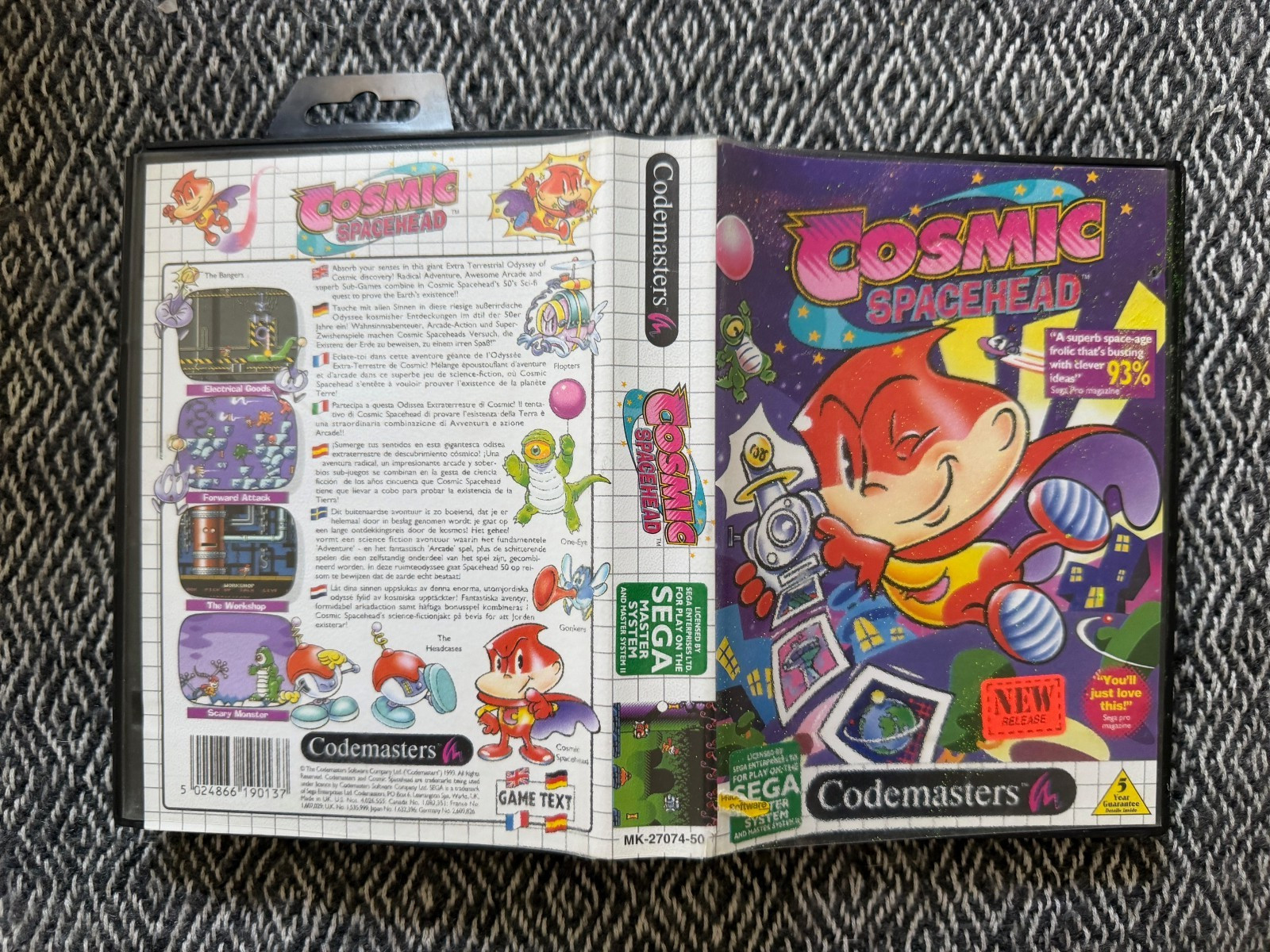 Master System COSMIC SPACEHEAD Game *RARE* PAL REGION FREE (Works in US)