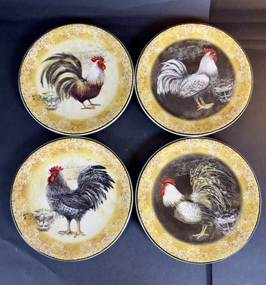 Certified International Susan Winget Rooster Farmhouse Salad Plates Set 4 decor