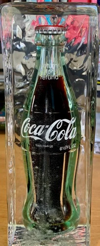 Vintage Coca-Cola Classic Bottle Acrylic Paperweight/Display 6.5oz - 9" Tall