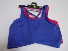 NWT ATHLETIC WORKS 2 Pack GIRLS Strappy Back Sports Bras Blue  Pink Sz XL