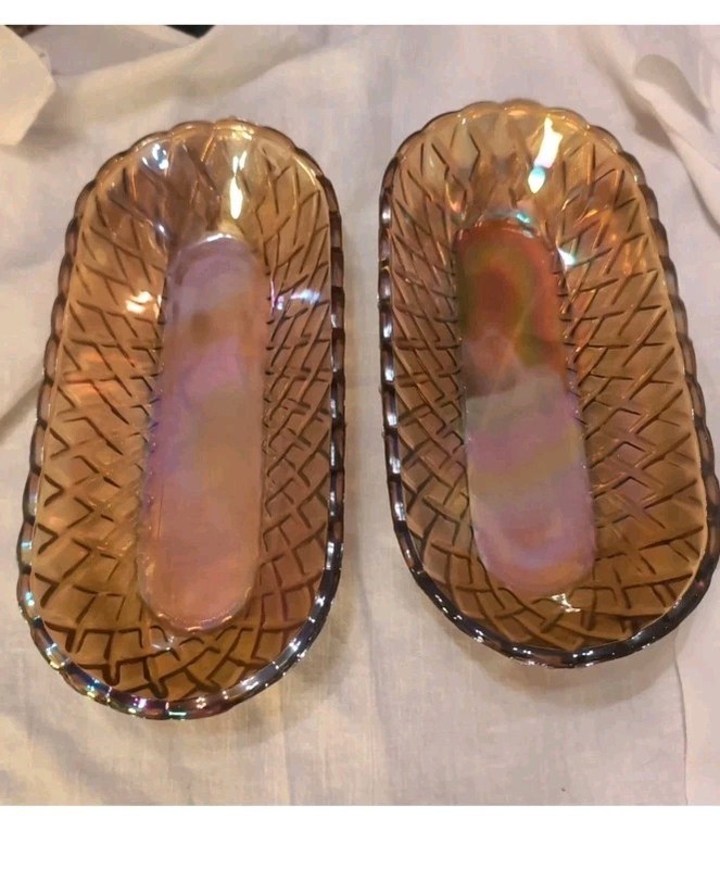11x5 Orange Carnival Glass Dishes