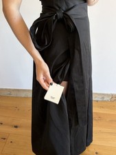 Phoebe Philo Black Cotton Twill Godet Long Wrap Skirt - Size XS / S - New