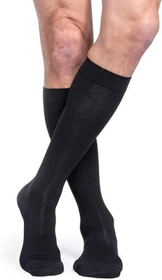 SIGVARIS Men's Essential Cotton 230 Closed Toe Calf-High Compression Socks