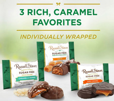 RUSSELL STOVER Sugar free Assorted Caramels CANDY BULK BAG 16 Oz 1 lb 