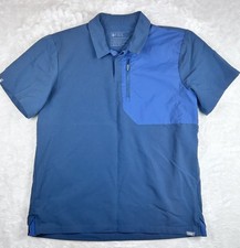 Figs Scrub Top Polo Shirt Men  s Sz L Blue Technical Collection Short Sleeve Work