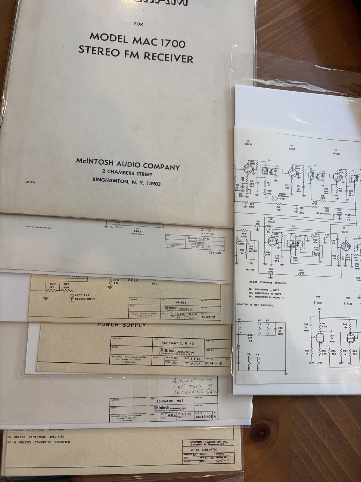 McIntosh Schematics (LOT Of 7) See Description