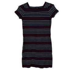 Brooks Brothers Women's Striped Square Neck Short Sleeve Knit Dress Size M