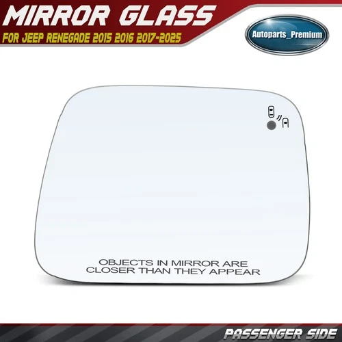 Passenger Mirror Glass with Heated&Blind Spot Detection for Jeep Renegade 15-25