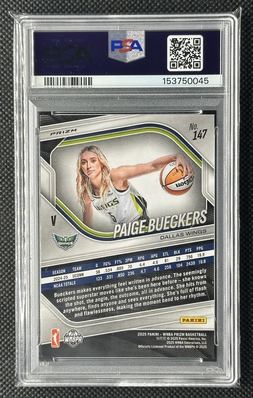 2025 Panini Prizm WNBA Paige Bueckers Rookie RC #147 Pandora Prizm PSA 10 view 2