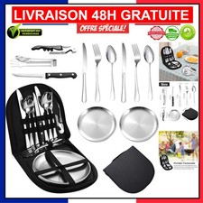 Couverts Portables en Acier Inoxydable pour Camping et Pique-Nique - 2 Personnes