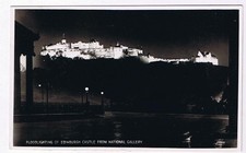 UK Postcard Scotland Edinburgh Floodlight Castle From National Gallery RPPC
