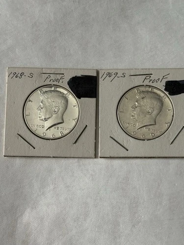 1968 S AND 1969 S PROOF 40% SILVER KENNEDY HALF DOLLARS Both For One Low Price!