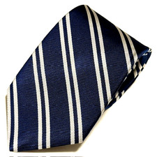 Collared Greens Tie Dark Navy Blue with White Stripes Preppy Sharp American Made