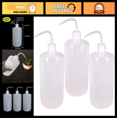 3Pcs 1000ml Plastic Lab Wash Bottles - Squeeze with Scale Labels, Narrow Mouth,