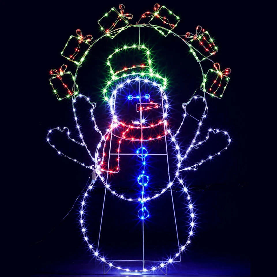 5FT Juggling Snowman Christmas Yard Decorations with 358 LED Multi-Color Lights