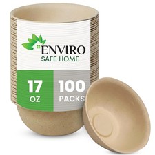 17 oz Paper Bowls 100 Pack Disposable Bamboo Bowls - Heavy Duty, Microwavab...