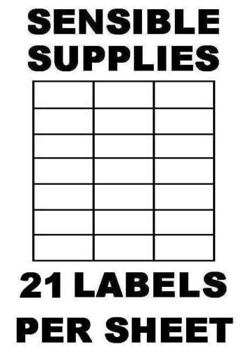 100 Sheets - Plain White A4 Address Label - 21 per Page