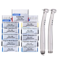 Dental LED E-generator Fiber Optic High Speed Handpiece 2 4Hole/ Diamond Burs