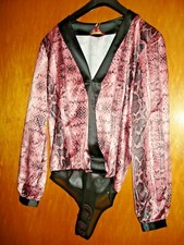 Eleganter Blusen-Body v.Ricarda M.,Gr.38,schwarz/Mauve,Satinstoff,langarm,Neu