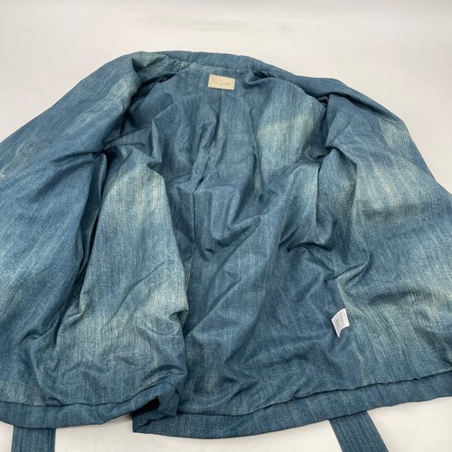 Mes Demoiselle PARIS women's size L puffer jacket navy tie button pockets v-neck - Picture 11 of 14