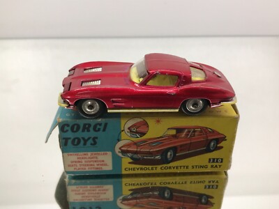 CORGI TOYS 310 CHEVROLET CORVETTE STING RAY -RED MET. 1:43- GOOD IN BOX - 485