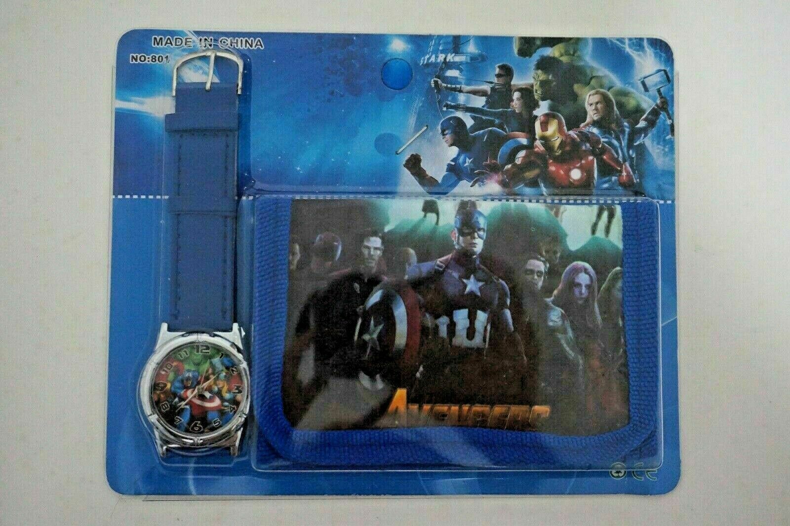 Cartoon Avengers Boy Coin Purse Bag Kid Children Watch Wallet Xmas Gift Set UK c