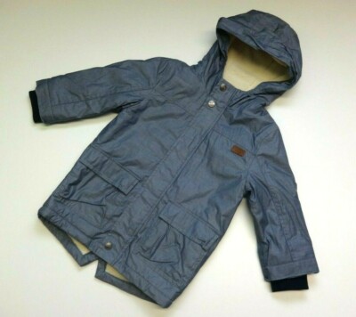 Kinder Jacke mit Kapuze 92 blau Anorak Junge Kinder gefütterte Übergangsjacke