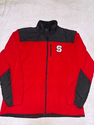 Genuine Stuff NC State Full Zip Fleece Jacket Red Black Men s Size Large