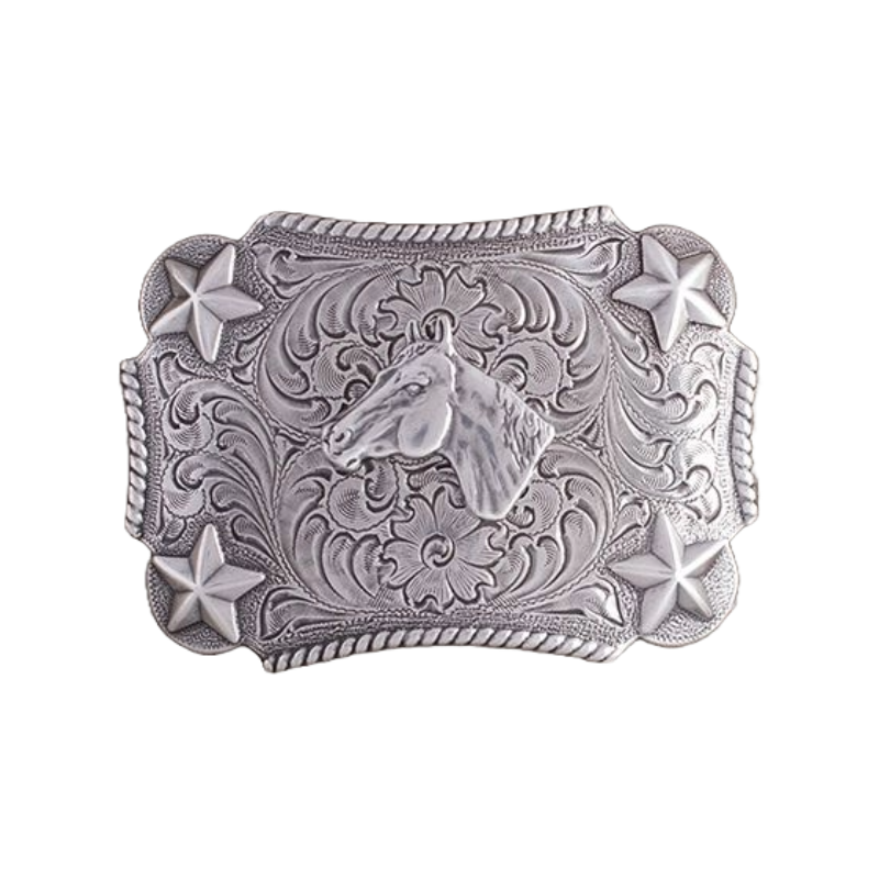 Nocona Western Belt Buckle Kids Child Horse Star Silver 3603007