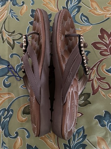 Patrizia by Spring Step Womens Beaded Brown Flip Flops. Sz EU 37. US 5.5. EUC - Picture 4 of 9