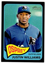 2014 TOPPS HERITAGE MINOR LEAGUE #136 JUSTIN WILLIAMS BLACK BORDER #55/105