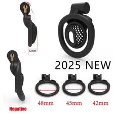 Black Negative Micro Chastity Cage Device with Plug 3 Rings & Keys Mini Cage USA