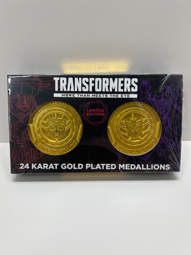 Transformers Autobot and Decepticon 24k Gold Plated Medallions Limited Edition