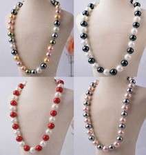 16"-50" 8/10/ 12mm South Sea Shell Pearl Round Smooth Beads Knot Necklace AAA