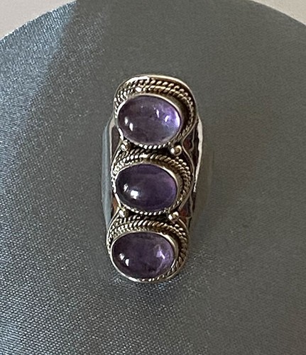 ¡Anillo de plata esterlina amatista natural hecho a mano de la India! - Imagen 6 de 7