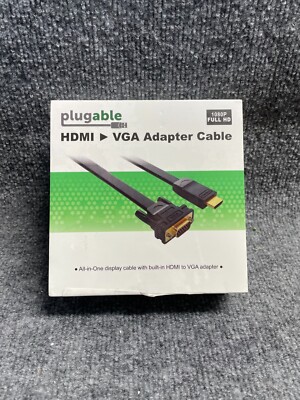 Plugable (HDMI-VGA) 6 HDMI/HD-15 VGA Male/Male Digital Audio/Video Cable- Black