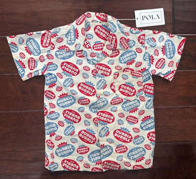 Pola Fleer Dubble Bubble Bubblegum Button Down Shirt RED/BLUE BOYS KIDS 4-5y NWT