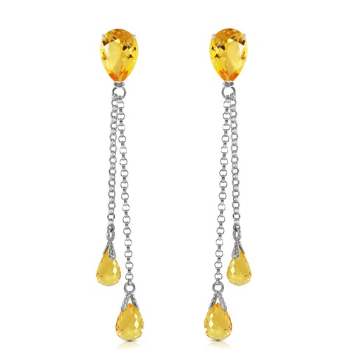 7.5 Carat 14K Solid White Gold You Are My Home Citrine Earrings - Picture 2 of 5