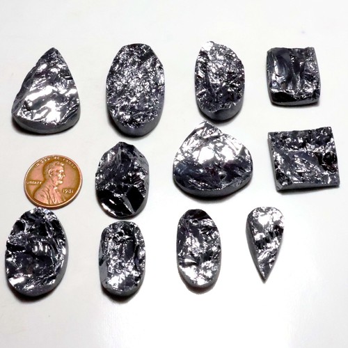 100% Natural SIlver Fire Shungite Silicon Cabochon Healing Power Gemstone - Picture 3 of 6