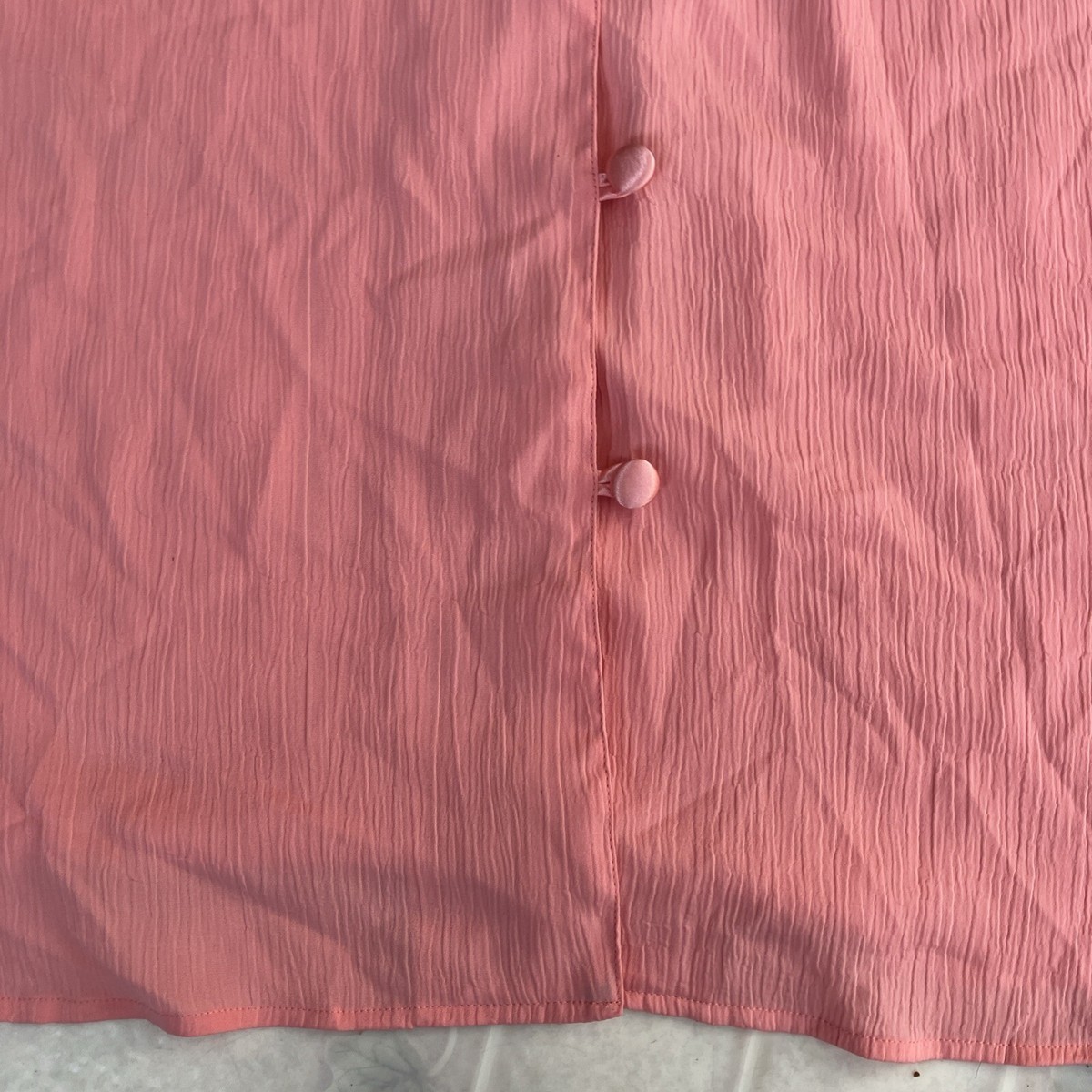 Victoria's Secret Gold Label Peach Satin Sleep Shirt Medium Large Covered button View 2