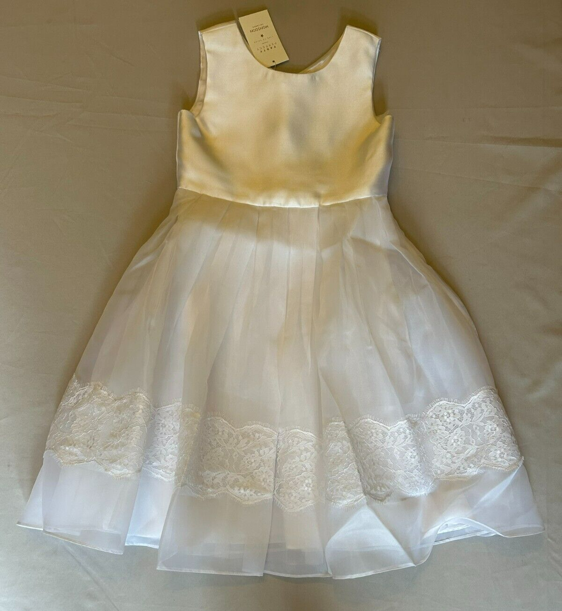 Monsoon GIRL White Satin LACE Communion Dress WEDDING - Main Image