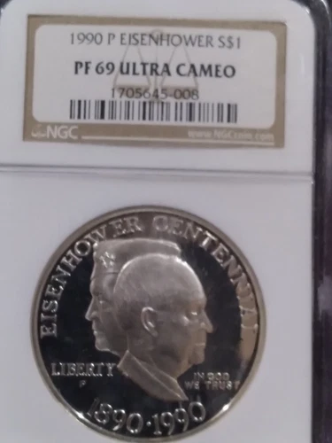 1990 P, Eisenhower Centennial 90% Silver Dollar-Proof , NGC PR69 - Ultra Cameo