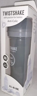 H075 - Twistshake - Babyflasche All in one Anti-Kolik Grau 330ml - NEU