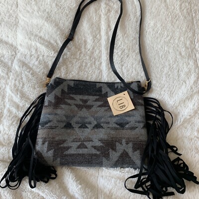 L.I.B NY Western Crossbody Shoulder Purse Wrist Clutch Tribal Aztec Fringe NEW