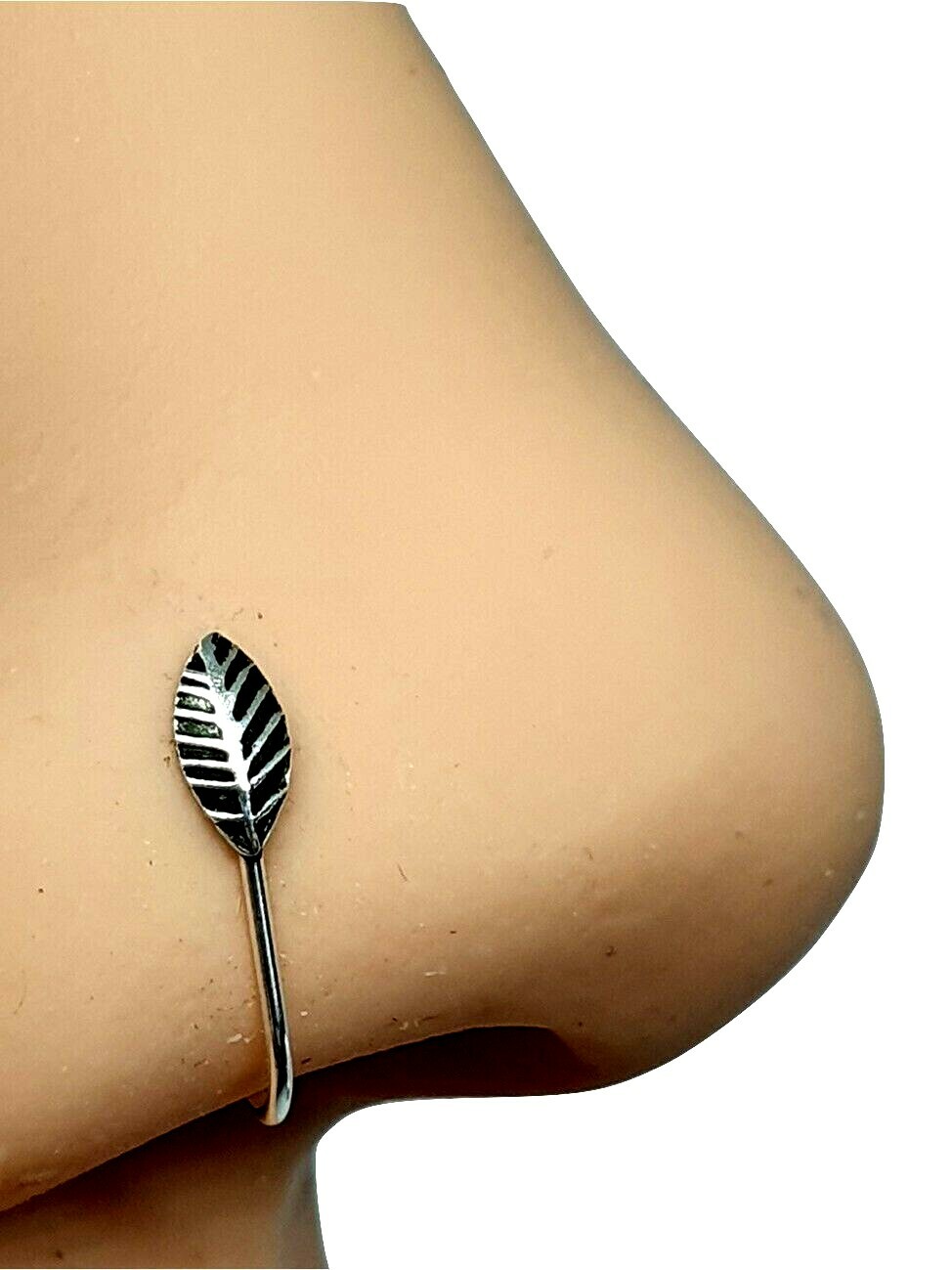 Feather Clip On Cuff 925 sterling Silver Nose Clip Non Piercing Clip Stud Cuff