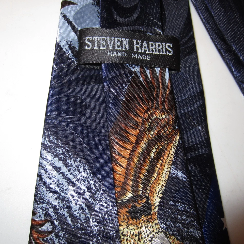 Gravata masculina Steven Harris vermelha branca azul estrelas listras Patriotic America Eagle - Imagem 2 de 4