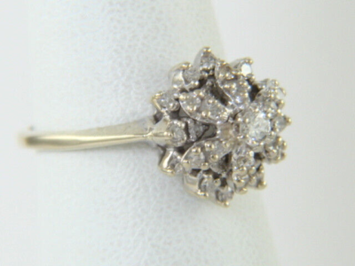 Vintage 14K White Gold 1950's Natural .50ctw Diamond Ring Size