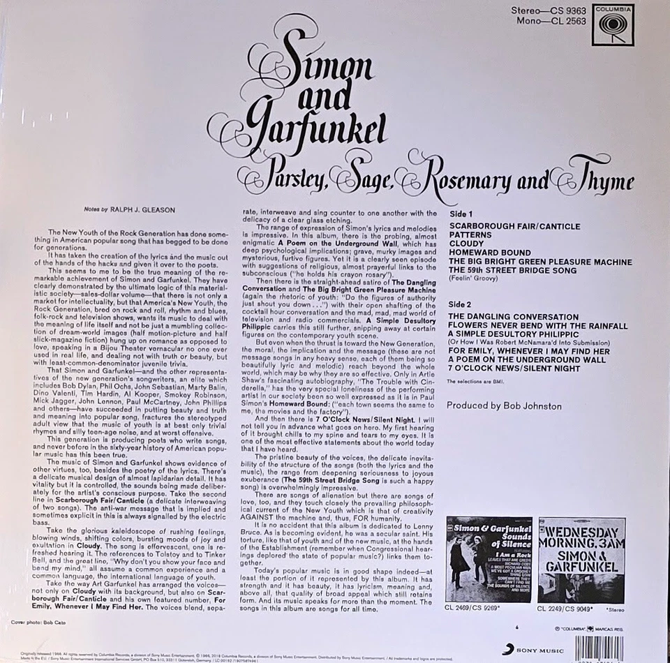 SIMON & GARFUNKEL PARSLEY, SAGE, ROSEMARY &THYME - 180-GRAM VINYL LP " NEW " - Image 2 of 2